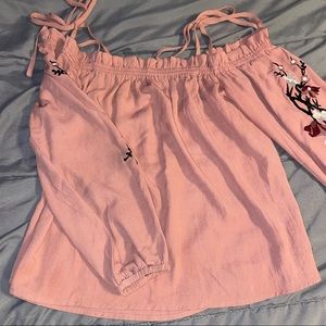 Pink off the shoulder with floral design